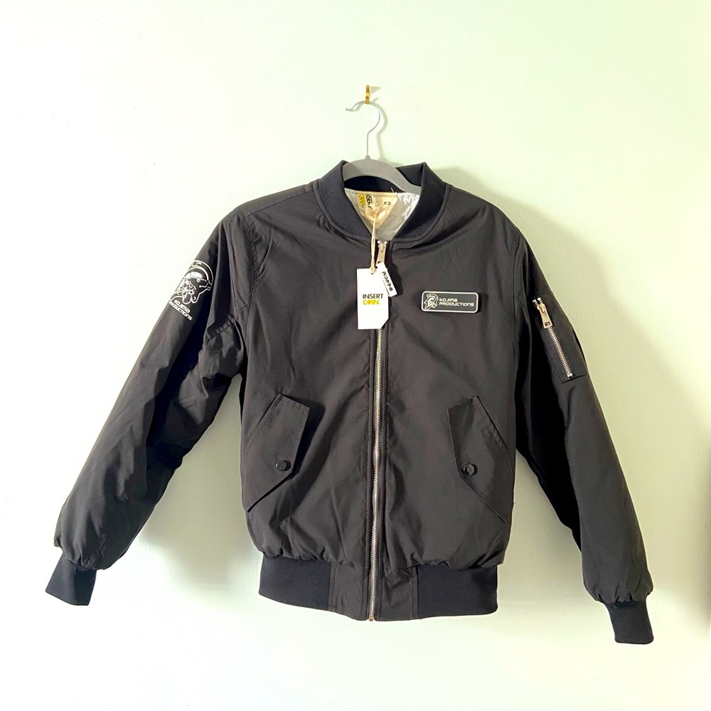 NWT Insert Coin Kojima Productions Hideo Kojima Black Bomber Jacket Coat size XS